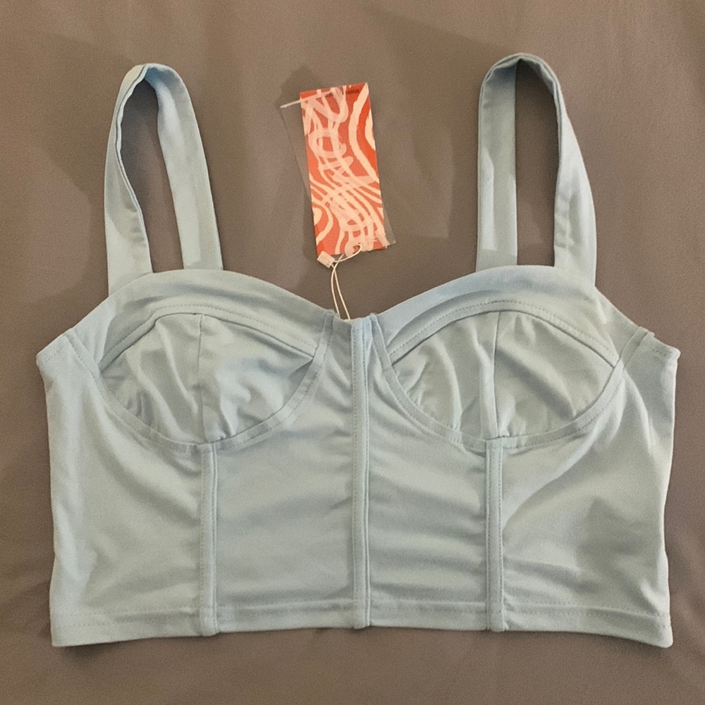 romwe top, baby blue, very soft material